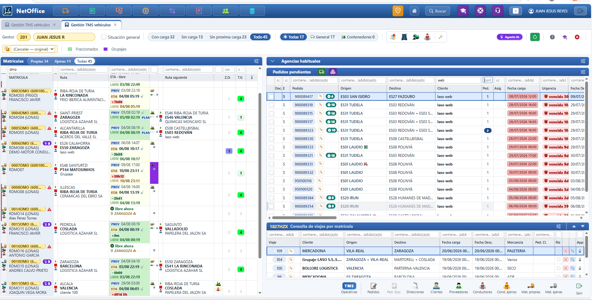 NetOffice — Tráfico: pedidos pendientes